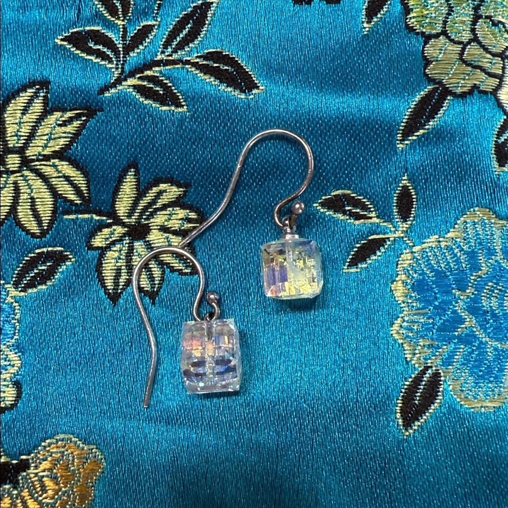 Sterling Silver Iridescent Swarovski  Earrings